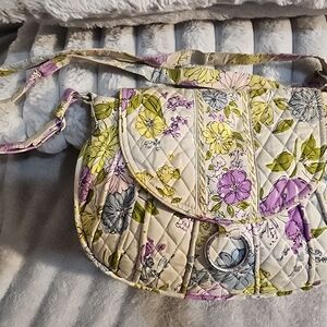 Vera Bradley Quilted Floral Crossbody in Cream, Yellow & Purple